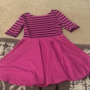 Polo by Ralph Lauren Pink and Navy Striped Fit-and-Flare Dress